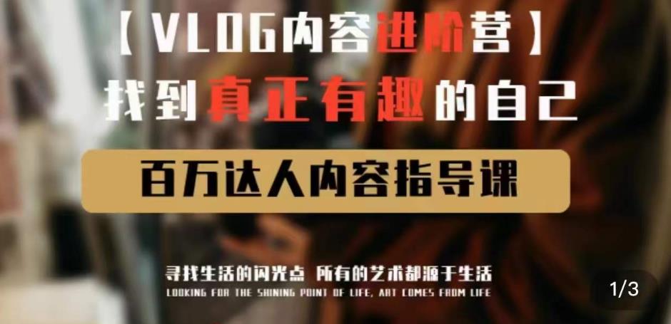 vlog内容进阶营，找到真正有趣的自己，百万达人内容指导课-靠谱项目库