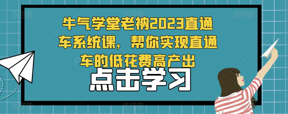 牛气学堂老衲2023直通车系统课，帮你实现直通车的低花费高产出-靠谱项目库