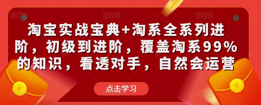 淘宝实战宝典+淘系全系列进阶，初级到进阶，覆盖淘系99%的知识，看透对手，自然会运营-靠谱项目库