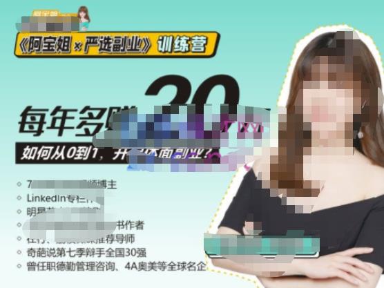 《阿宝姐×严选副业》训练营【Plus版】12期，帮助你找准适合自己的副业，开启斜杠人生-靠谱项目库