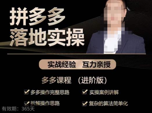 拼多多实战篇·落地实操：多多操作完整思路+实操案例讲解+拆解操作思路+复杂的算法简单化-靠谱项目库