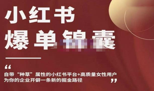 小红书爆单锦囊，自带种草属性+高质量女性用户，为你的企业开辟一条新的掘金路径-靠谱项目库