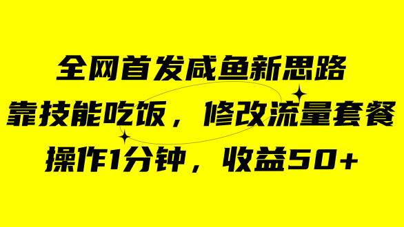 咸鱼冷门新玩法，靠“技能吃饭”，修改流量套餐，操作1分钟，收益50+-靠谱项目库