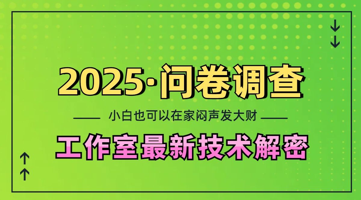 2025《问卷调查》最新工作室技术解密：一个人在家也可以闷声发大财，小白一天200+，可矩阵放大-靠谱项目库