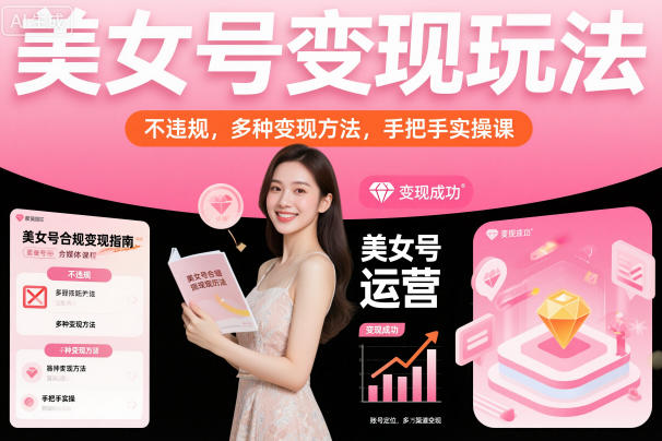 美女号变现玩法，不违规，多种变现方法，手把手实操课-靠谱项目库