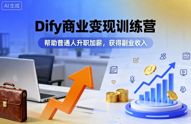 Dify商业变现训练营，帮助普通人升职加薪，获得副业收入-靠谱项目库