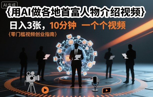 用AI做各地首富人物介绍视频，日入3张，10分钟一个视频-靠谱项目库