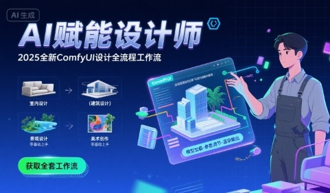 AI赋能设计师， 2025全新comfyui设计全流程工作流 ，室内-建筑-景观-美术，零基础直接上手-靠谱项目库