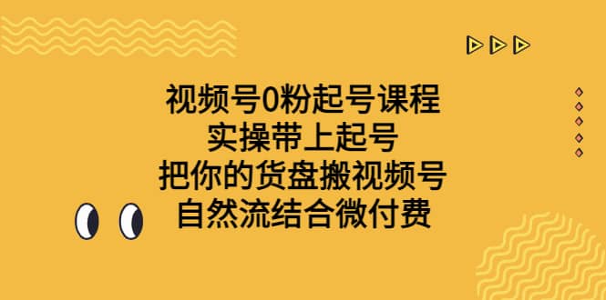视频号0粉起号课程 实操带上起号 把你的货盘搬视频号 自然流结合微付费-靠谱项目库