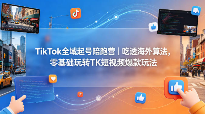 TikTok全域起号陪跑营｜吃透海外算法，零基础玩转TK短视频爆款玩法-靠谱项目库