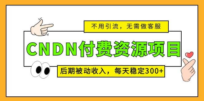 CNDN付费资源项目，不用引流，无需做客服，后期被动收入-靠谱项目库