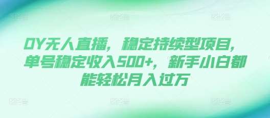 DY无人直播，稳定持续型项目，单号稳定收入500+，新手小白都能轻松月入过万【揭秘】-靠谱项目库