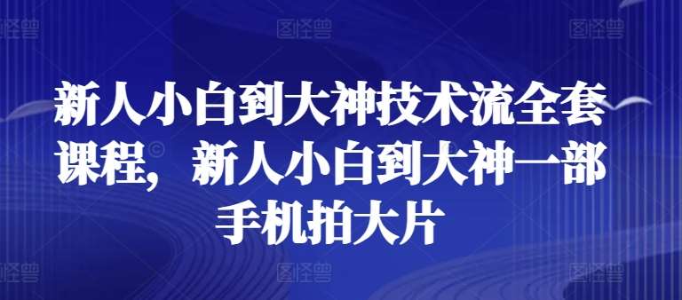 新人小白到大神技术流全套课程，新人小白到大神一部手机拍大片-靠谱项目库