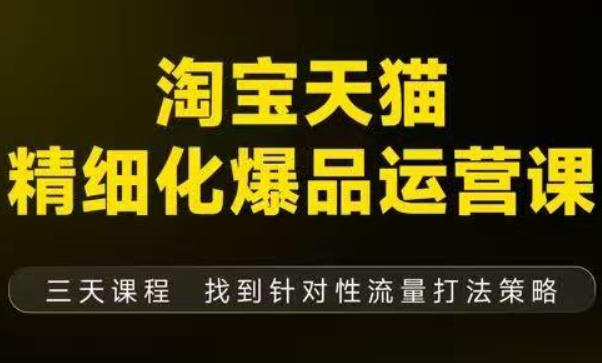 淘宝天猫精细化爆品运营（9月12-14杭州线下课），全方位拆解爆品打造逻辑【音频+字幕+文档】-靠谱项目库