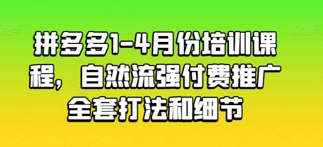 拼多多1-4月份培训课程，自然流强付费推广全套打法和细节-靠谱项目库