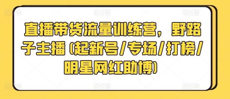 直播带货流量训练营，野路子主播(起新号/专场/打榜/明星网红助博)-靠谱项目库