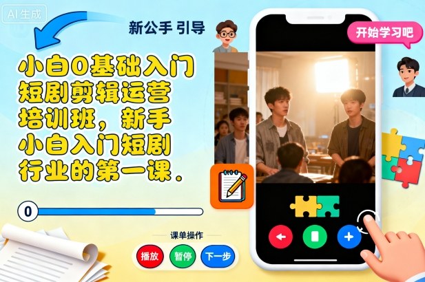 小白0基础入门短剧剪辑运营培训班，新手小白入门短剧行业的第一课-靠谱项目库