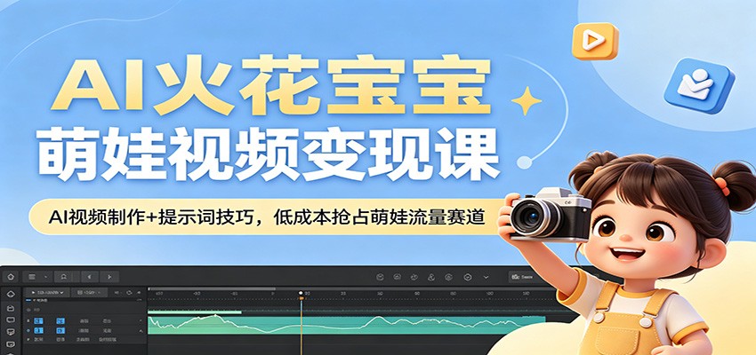 AI火花宝宝萌娃视频变现课：AI视频制作+提示词技巧，低成本抢占萌娃流量赛道-靠谱项目库
