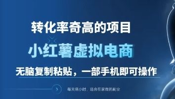 一单49.9，转化率奇高的项目，冷门暴利的小红书虚拟电商-靠谱项目库
