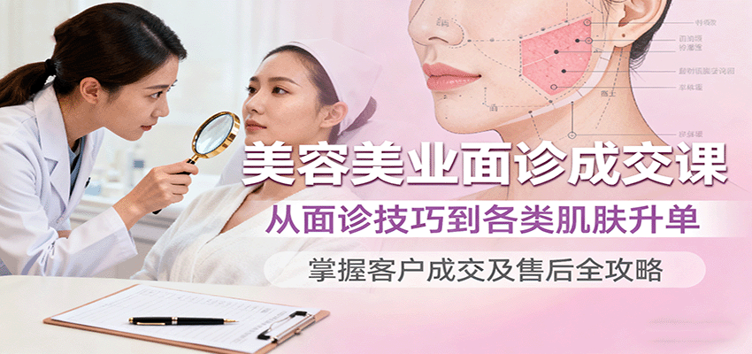 美容美业面诊成交课，从面诊技巧到各类肌肤升单，掌握客户成交及售后全攻略-靠谱项目库