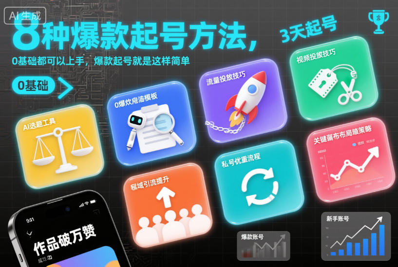 8种爆款起号方法，0基础都可以上手，爆款起号就是这样简单-靠谱项目库