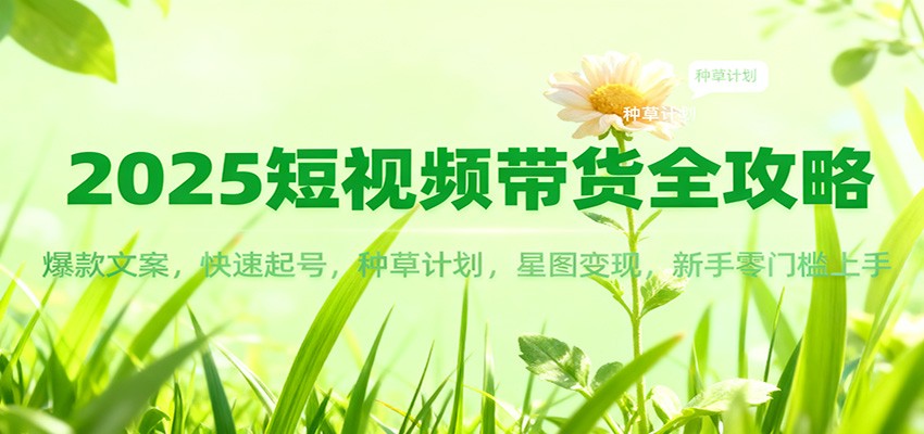2025短视频带货全攻略：爆款文案，快速起号，种草计划，星图变现，新手零门槛上手-靠谱项目库