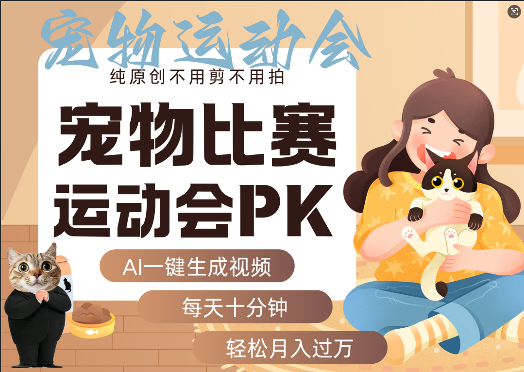 AI萌宠运动员跳水 射击  篮球  足球比赛   每天十分钟 附详细提示词文案库  代替做素材 卖提示词 卖虚拟资料  卖宠物产品 做宠物私人定制产品  带徒弟 带陪跑 卖课  创作者分成 月入5W+-靠谱项目库