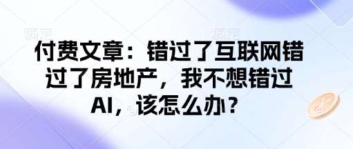 付费文章：错过了互联网错过了房地产，我不想错过AI，该怎么办？-靠谱项目库