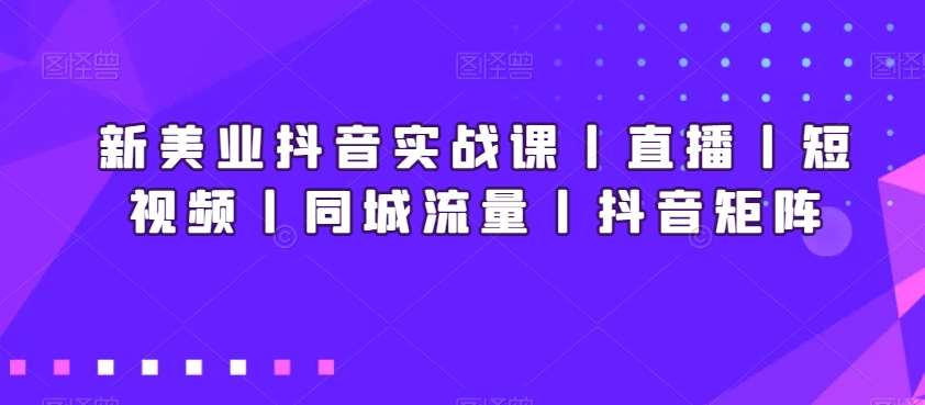 新美业抖音实战课丨直播丨短视频丨同城流量丨抖音矩阵-靠谱项目库