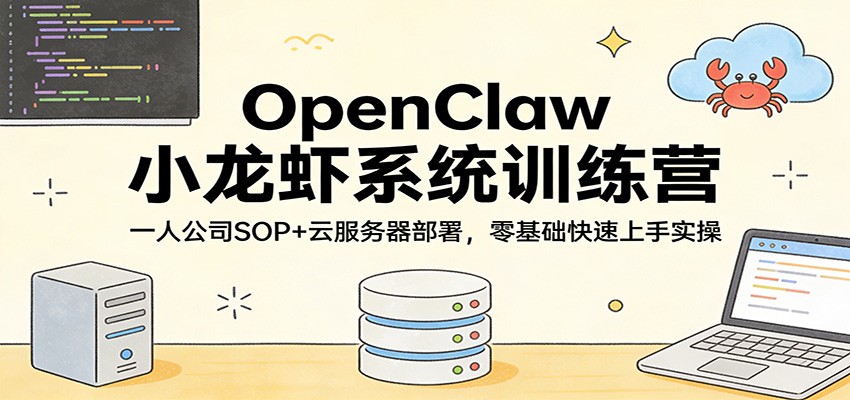OpenClaw小龙虾系统训练营：一人公司SOP，云服务器部署，零基础快速上手实操-靠谱项目库