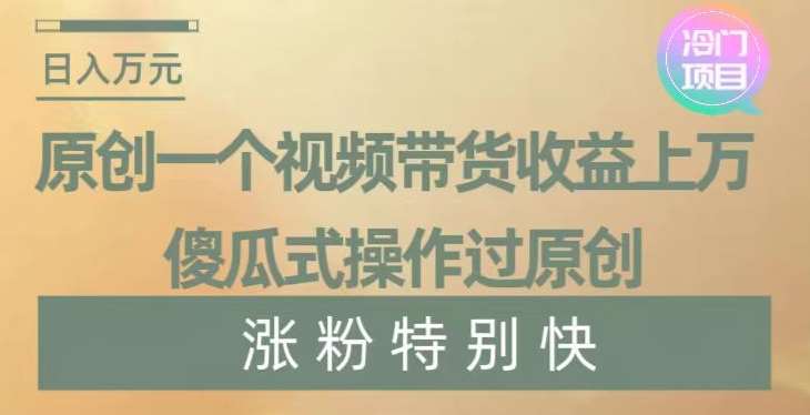 原创一个视频带货收益上万，傻瓜式操作过原创，几分钟做一个视频涨粉特别快【揭秘】-靠谱项目库