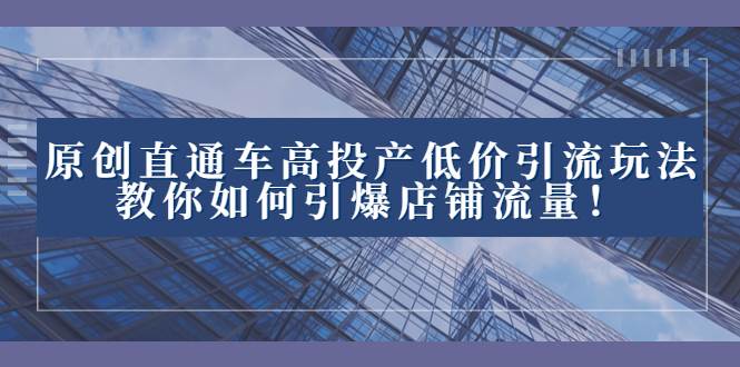 （8197期）2023直通车高投产低价引流玩法，教你如何引爆店铺流量！-靠谱项目库