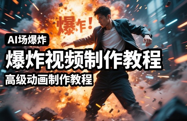 AI场景爆炸视频制作教程，利用人物实拍视频制作出高级的动画特效-靠谱项目库