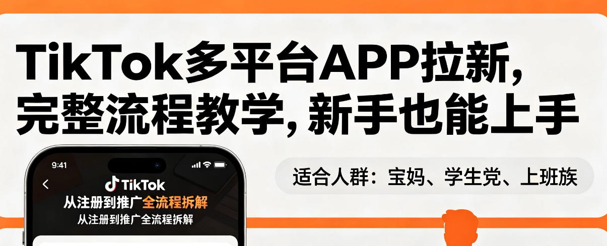 TikTok多平台APP拉新，完整流程教学，新手也能上手，轻松出海搞美金-靠谱项目库