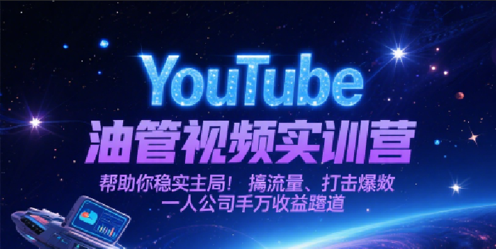 YouTube油管视频实训营，帮助你稳入局、搞流量、打爆款，一人公司千万收益赛道-靠谱项目库