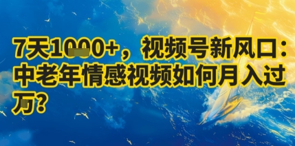 7天收益1k+，视频号新风口：中老年情感视频如何月入过W?-靠谱项目库