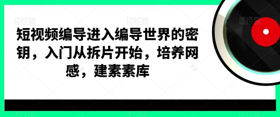 短视频编导进入编导世界的密钥，入门从拆片开始，培养网感，建素素库-靠谱项目库