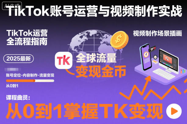 2025最新TikTok账号运营与视频制作实战全流程，从0到1掌握TK变现（含11月最新TK搬运技术）-靠谱项目库