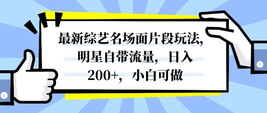 （8114期）最新综艺名场面片段玩法，明星自带流量，日入200+，小白可做-靠谱项目库