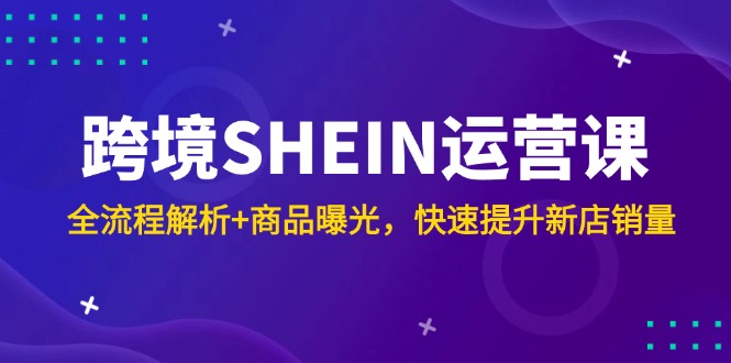 （14832期）跨境SHEIN运营课，全流程解析+商品曝光，快速提升新店销量-靠谱项目库