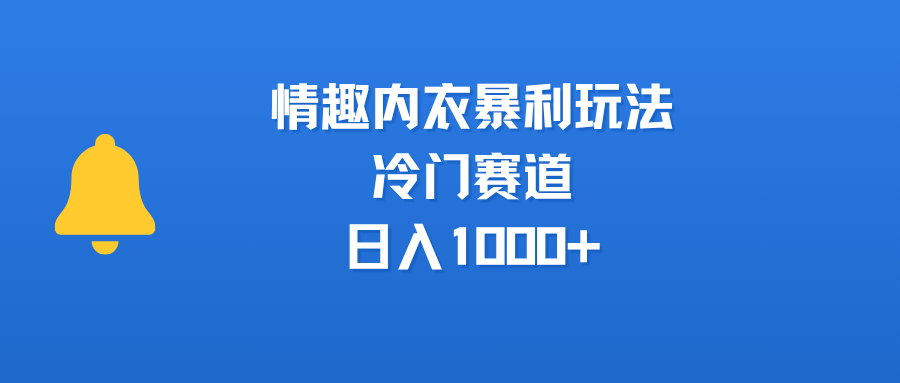 情趣内衣暴利玩法，冷门赛道，日入1000+-靠谱项目库