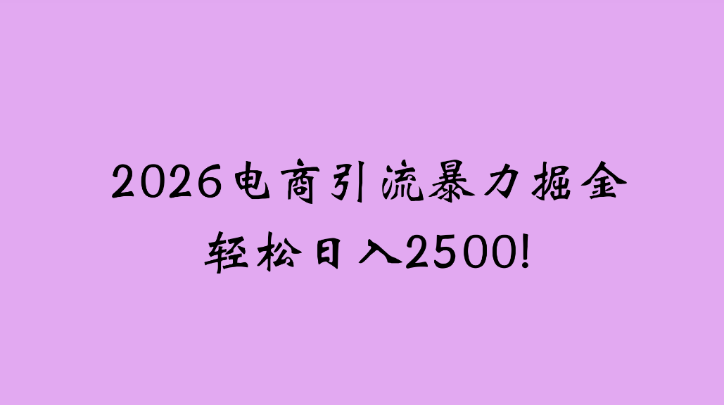 2026电商引流新玩法，日引200，日可入2500+-靠谱项目库
