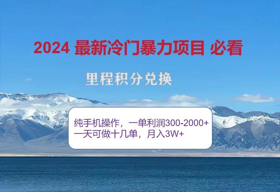 2024惊爆冷门暴利，里程积分最新玩法，高爆发期，一单300+—2000+-靠谱项目库