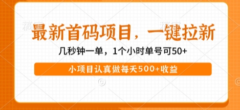 最新首码项目，操作最简单，收益高，一键拉新，1个小时单号可50+，小项目认真做每天5张+收益【揭秘】-靠谱项目库
