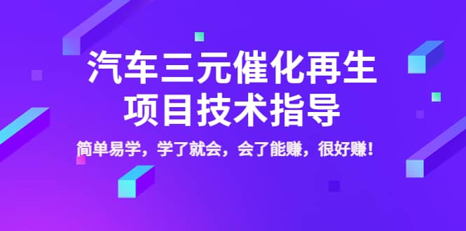 汽车三元催化再生项目技术指导，简单易学，学了就会，会了能赚，很好赚！-靠谱项目库