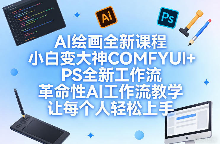 AI绘画全新课程，小白变大神COMFYUI+PS全新工作流，革命性AI工作流教学，让每个人轻松上手-靠谱项目库