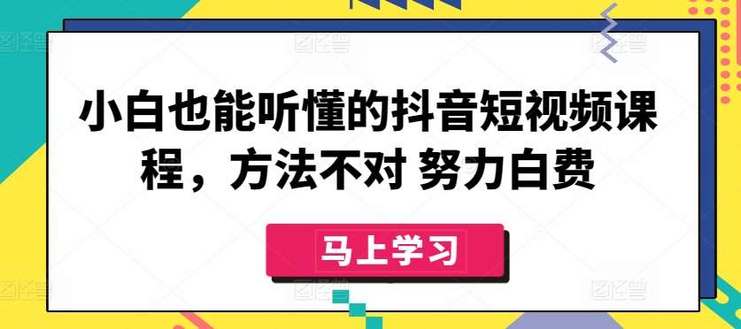 小白也能听懂的抖音短视频课程，方法不对 努力白费-靠谱项目库