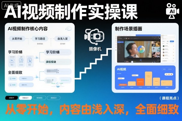 AI视频制作实操课，从零开始，内容由浅入深，全面细致-靠谱项目库