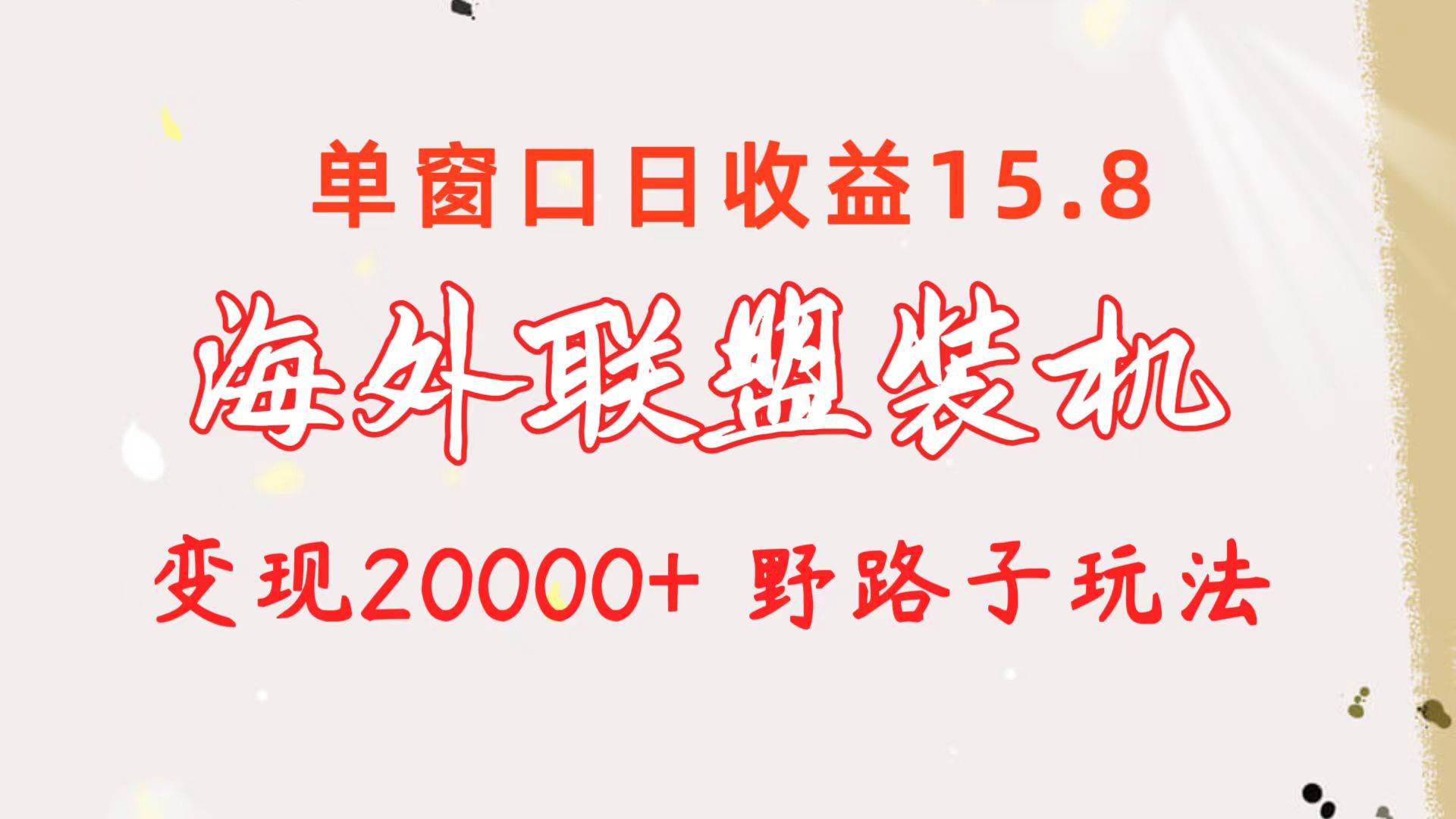 （10475期）海外联盟装机 单窗口日收益15.8  变现20000+ 野路子玩法-靠谱项目库