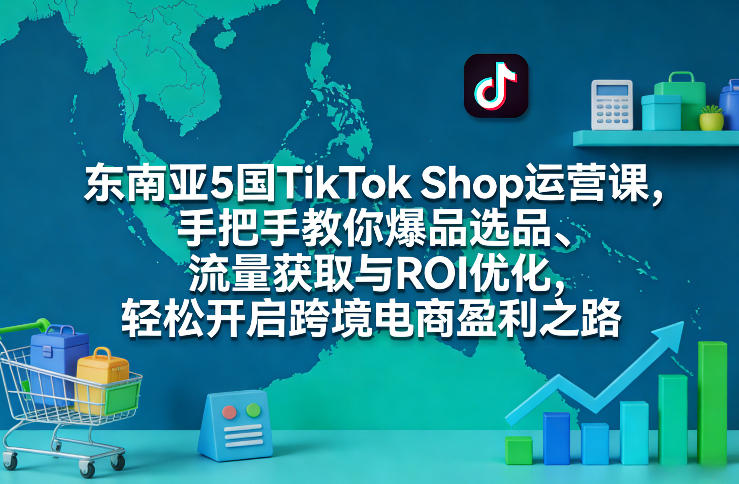 东南亚5国TikTok Shop运营课，手把手教你爆品选品、流量获取与ROI优化，轻松开启跨境电商盈利之路-靠谱项目库